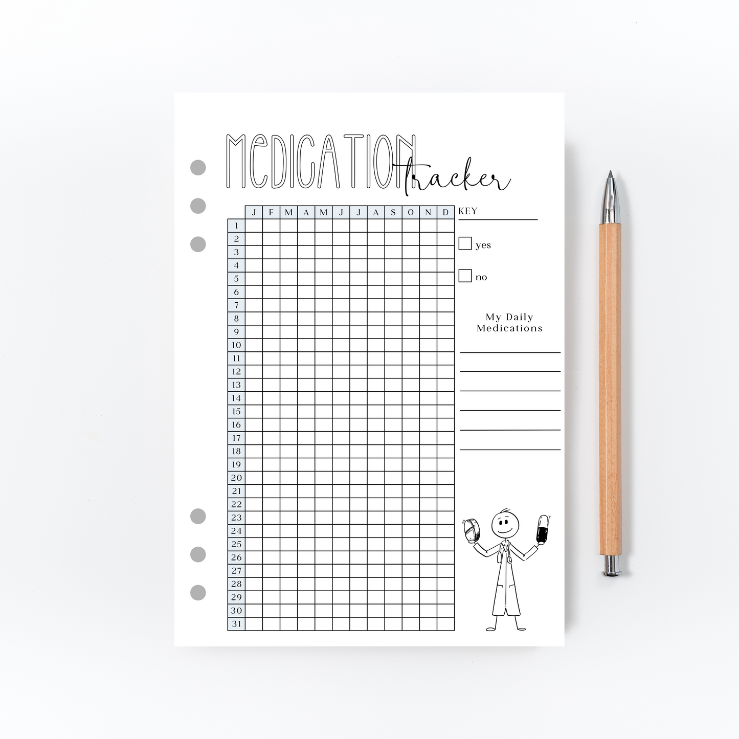 Medication Tracker for Bullet Journal