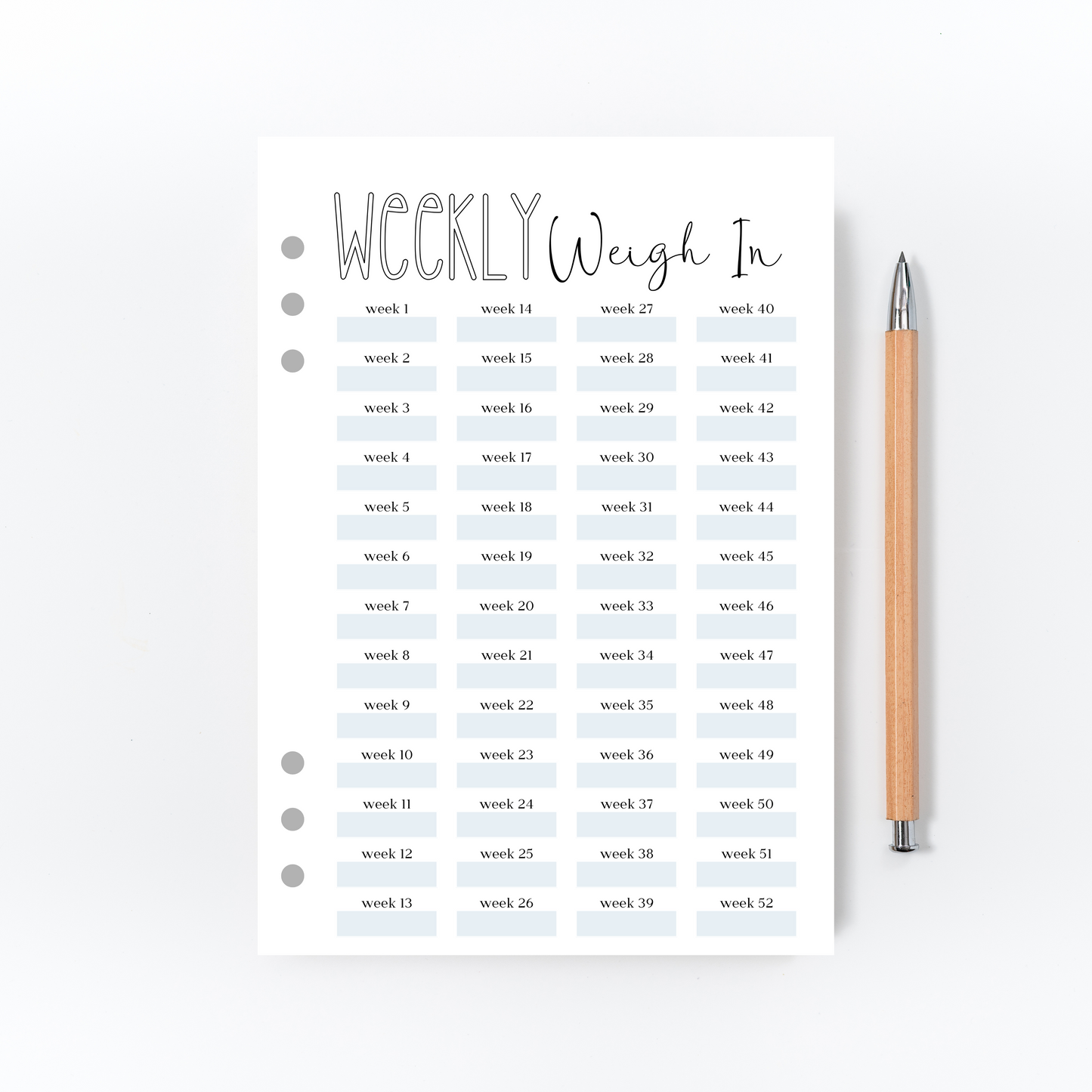 Weekly Weigh In Tracker for Bullet Journal