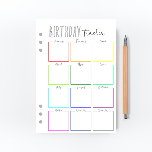Birthday Tracker Page for Bullet Journal