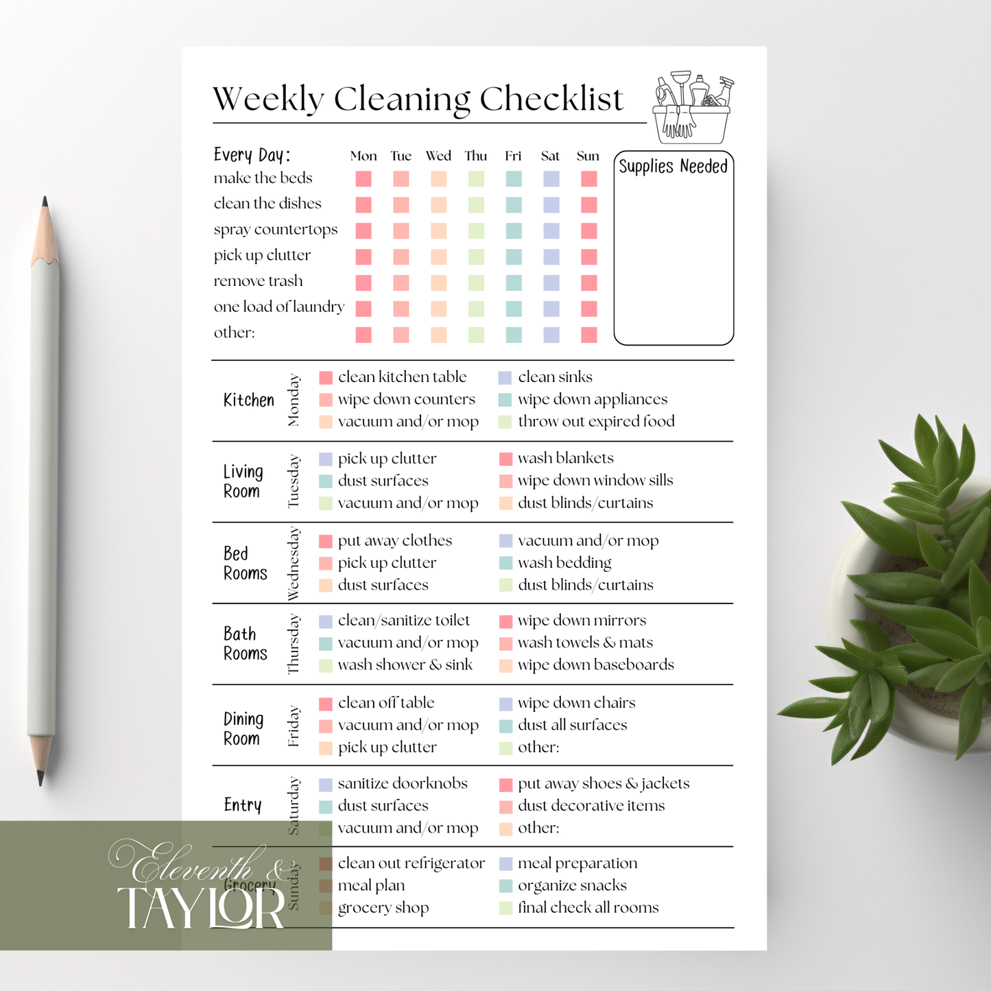 Weekly Cleaning Checklist Notepad