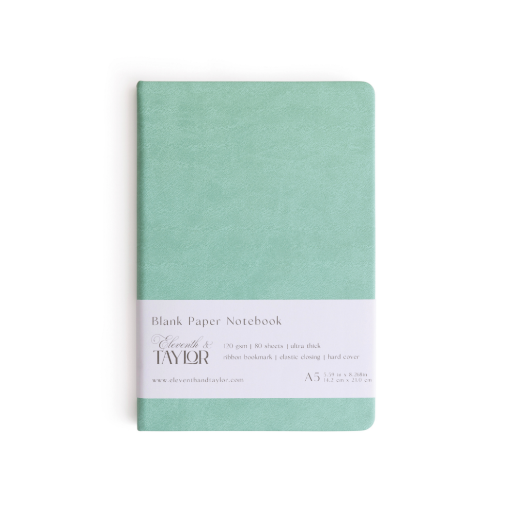Ocean Blue Hard Cover Blank Page Journal: 120gsm Paper