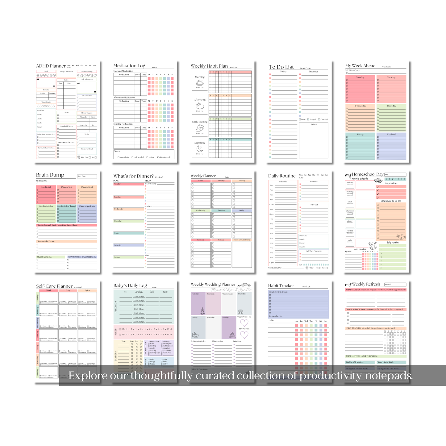 My Weekly Refresh Self-Care Planner Notepad: Portable Size, 50 Page Tear Off Style