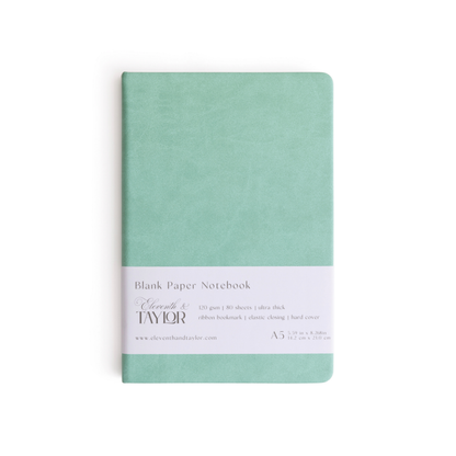 Mint Green Hard Cover Blank Page Journal: 120gsm Paper