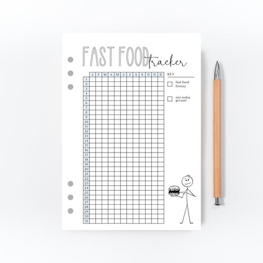 Fast Food Tracker Page for Bullet Journal