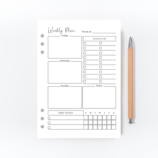Weekly Plan Page for Bullet Journal
