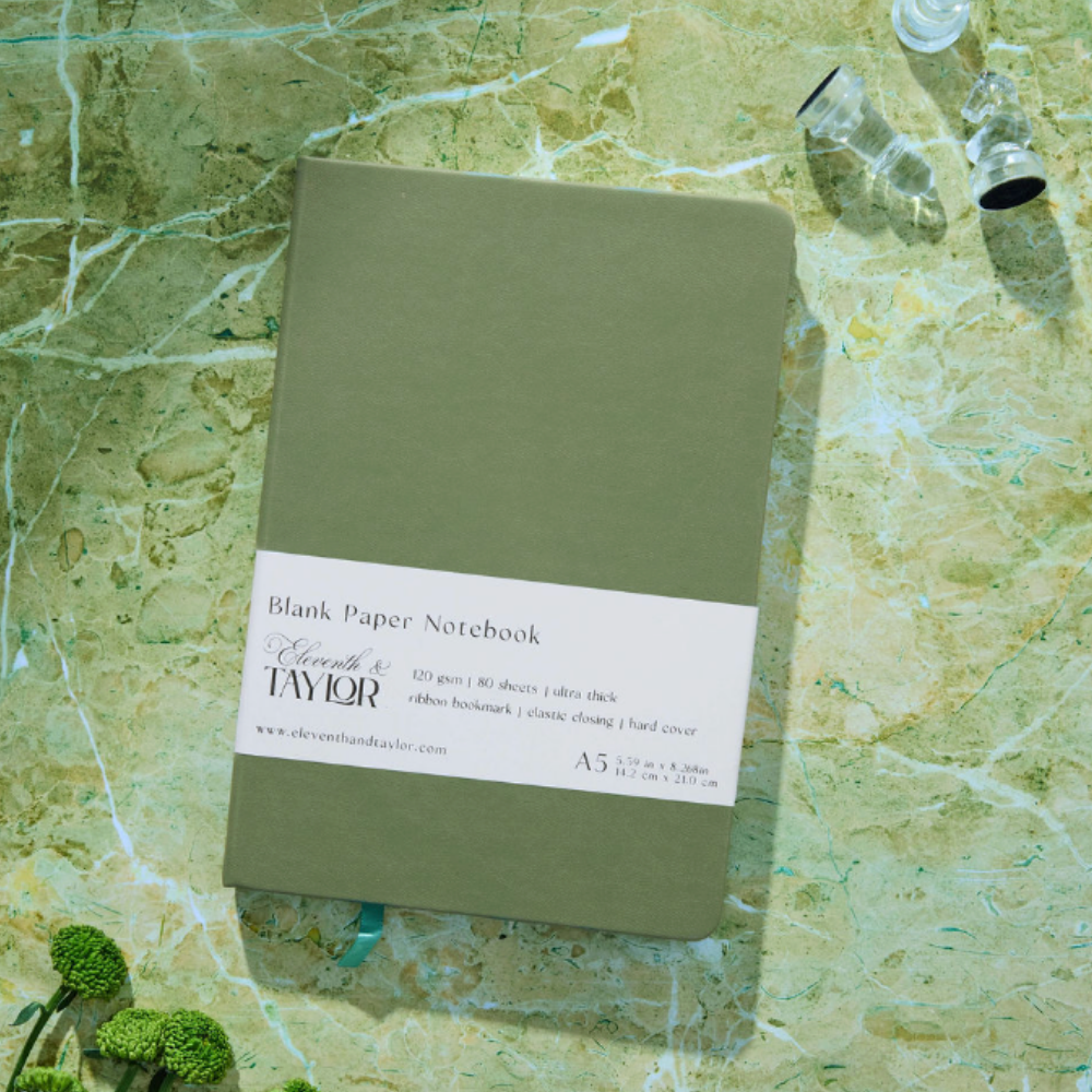 Army Green Hard Cover Blank Page Journal: 120gsm Paper