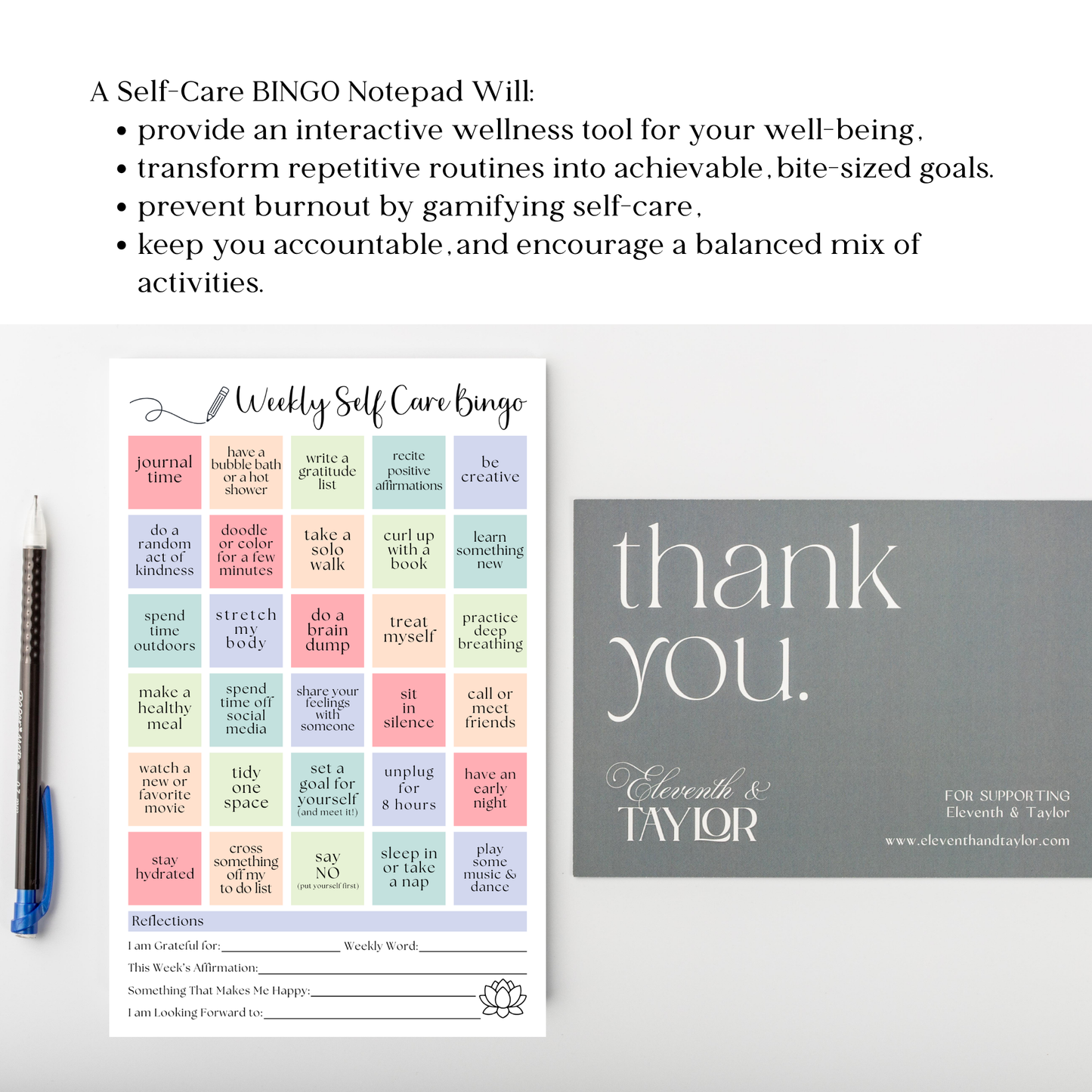 Self-Care BINGO Notepad
