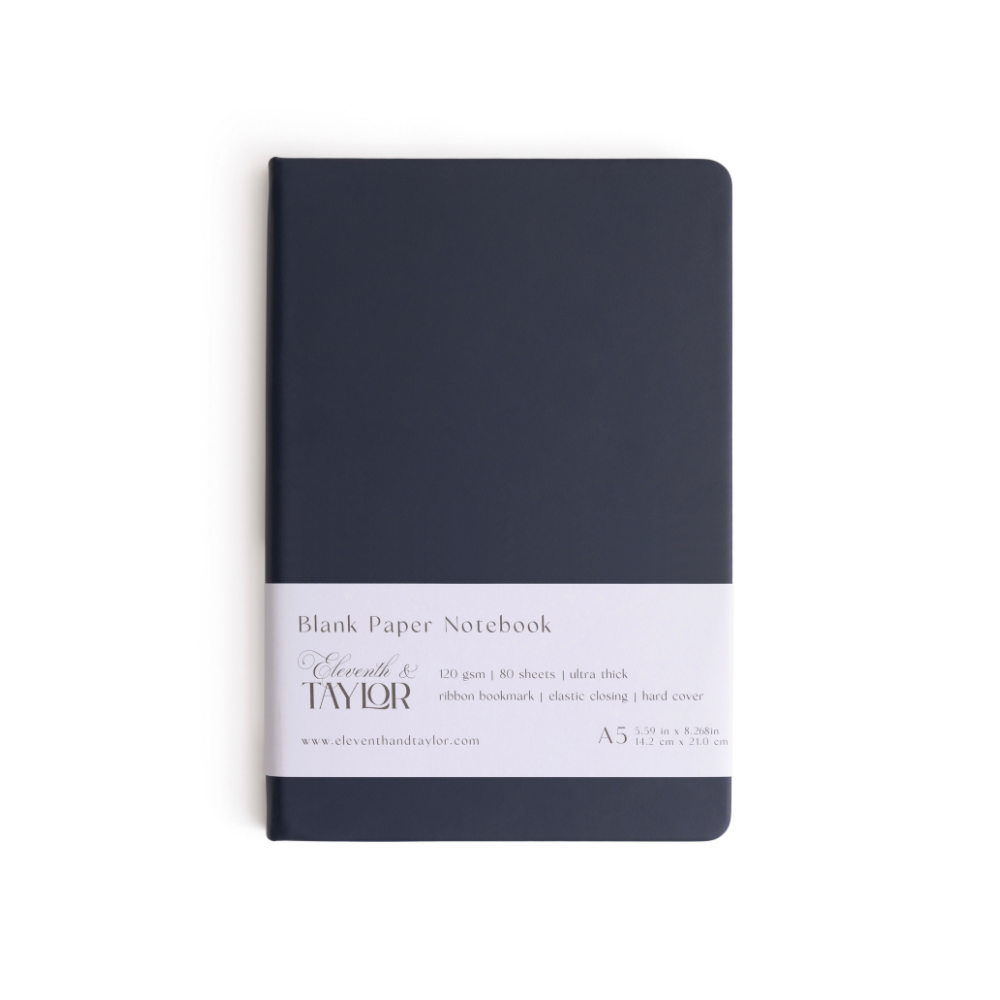 Ocean Blue Hard Cover Blank Page Journal: 120gsm Paper