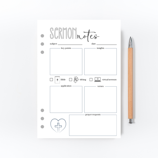 Sermon Notes Page for Bullet Journal