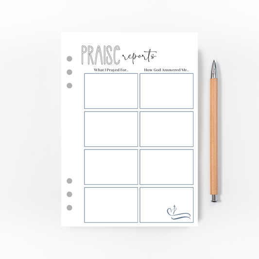 Praise Reports Log Page for Bullet Journal