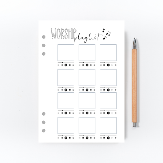 Worship Playlist Page for Bullet Journal
