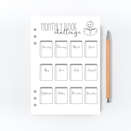 Monthly Book Challenge Page for Bullet Journal