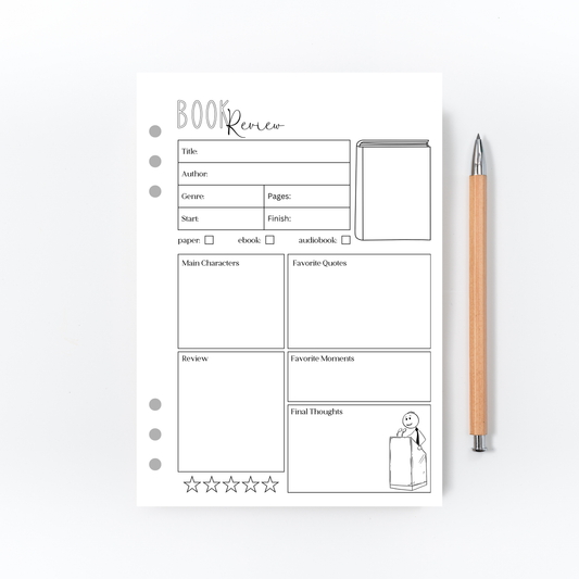 Book Review Page for Bullet Journal