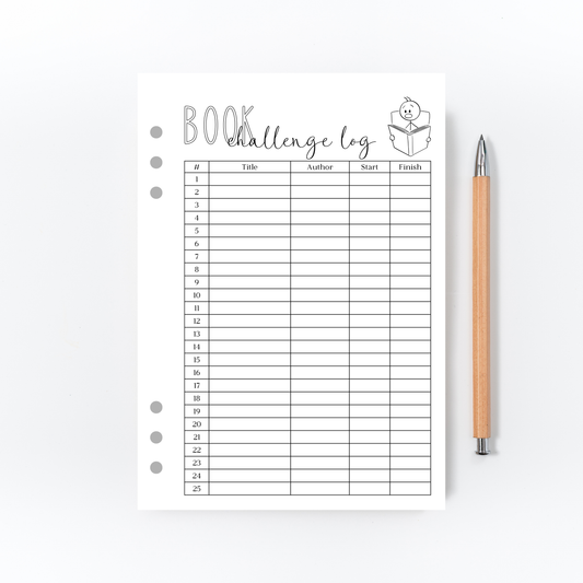 25 Book Challenge Log Page for Bullet Journal