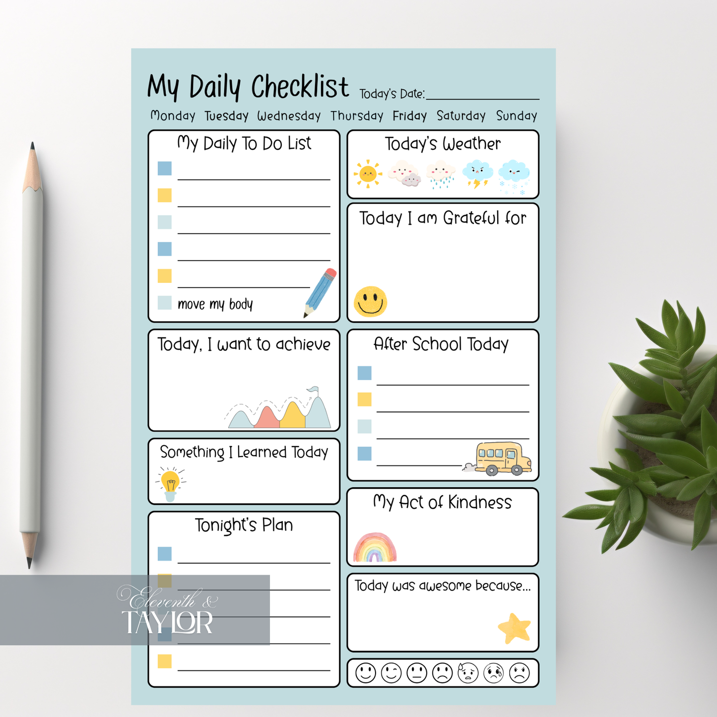 Kids Daily Checklist and Planner