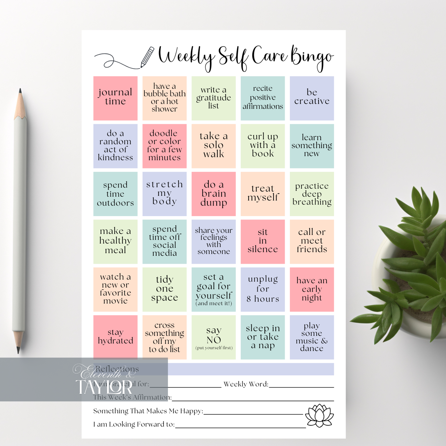 Self-Care BINGO Notepad