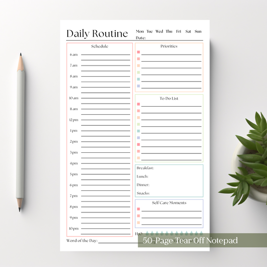 Daily Routine & Schedule Planner Notepad