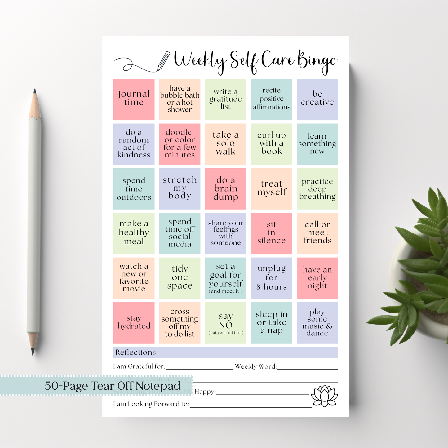 Self-Care BINGO Notepad