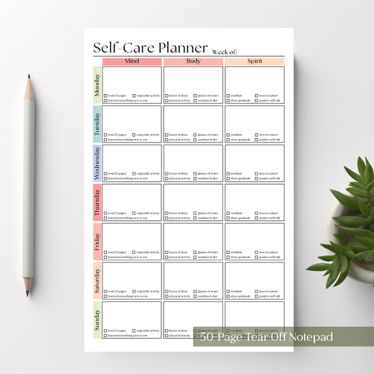 Self-Care Planner Notepad
