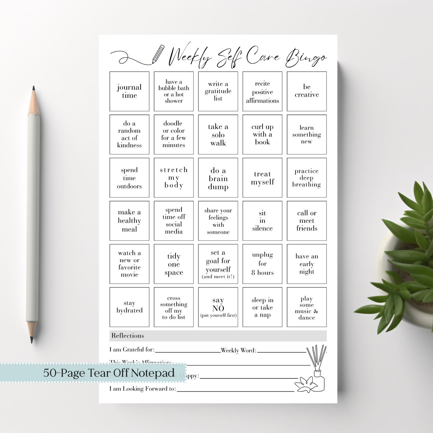 Self-Care BINGO Notepad