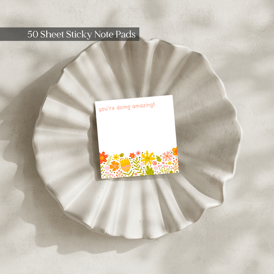Retro Florals: 50 Sheet Post-It Note Notepad