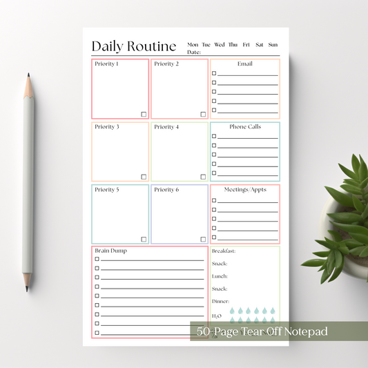 Daily Routine Planner Notepad