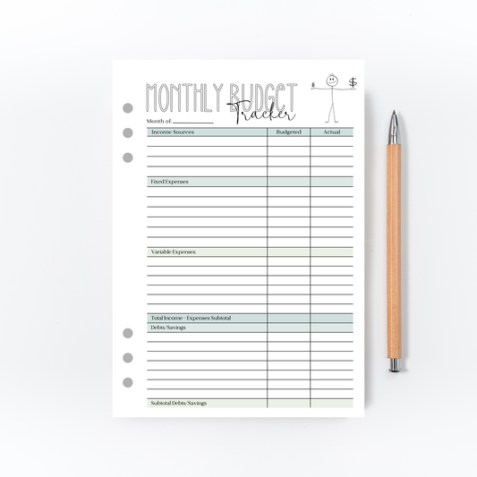 Monthly Budget Tracker for Bullet Journal