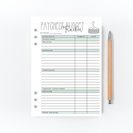 Paycheck Budget Tracker for Bullet Journal