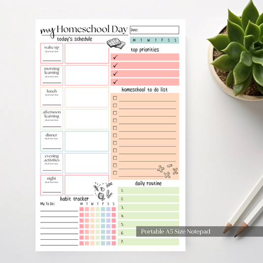Homeschool Schedule and Daily Planner 50 Page Notepad