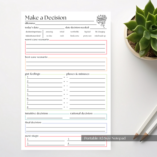Decision Making Planner Notepad: 50 Page Tear Off Style Notepad