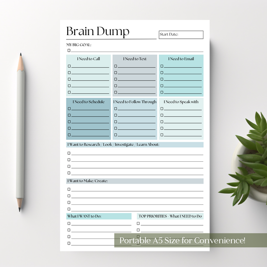 Brain Dump Planner Notepad in Blue