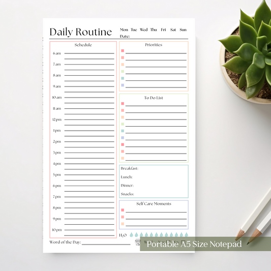 Daily Routine & Schedule Planner Notepad