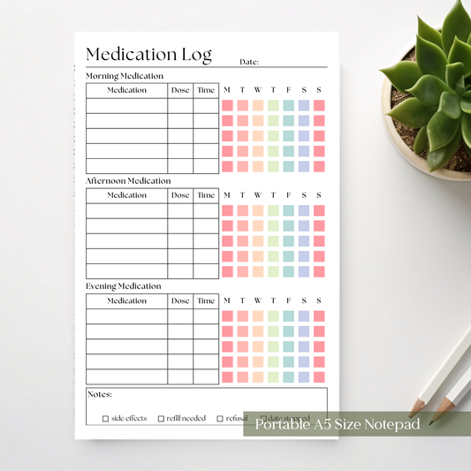 Medication & Vitamin Log Notepad