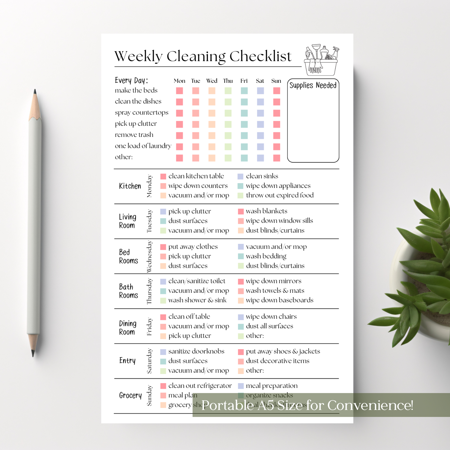 Weekly Cleaning Checklist Notepad