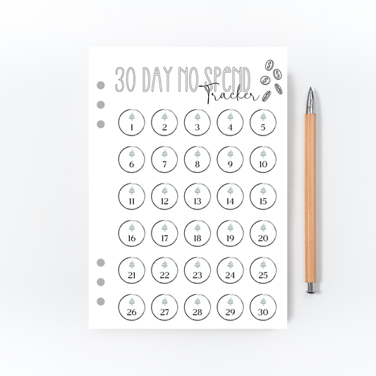 30 Day No Spend Tracker Page for Bullet Journal