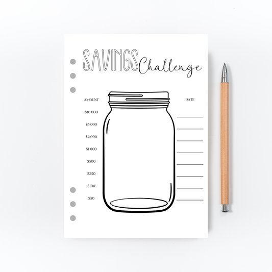 Savings Challenge Page for Bullet Journal