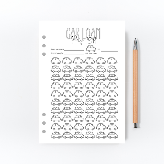 Car Loan Pay Off Tracker for Bullet Journal
