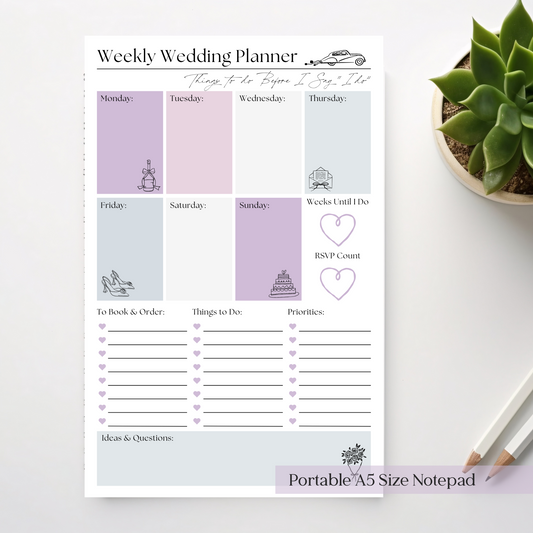 Weekly Wedding Planner Notepad