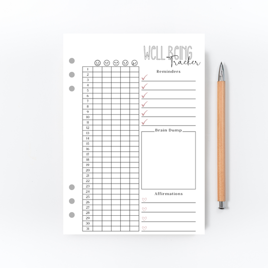 Monthly Well Being Tracker for Bullet Journal