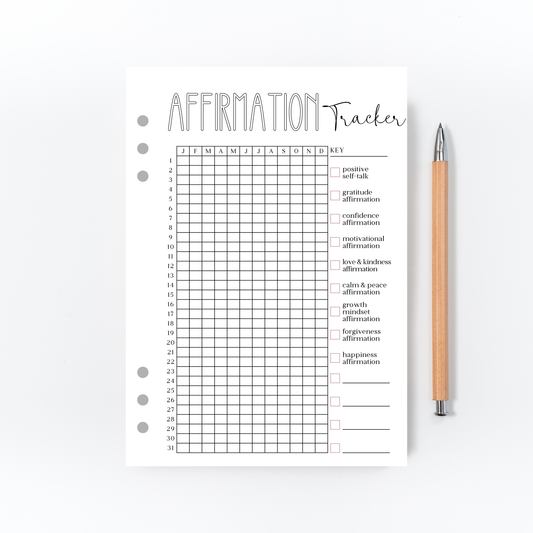 Daily Affirmation Tracker for Bullet Journal