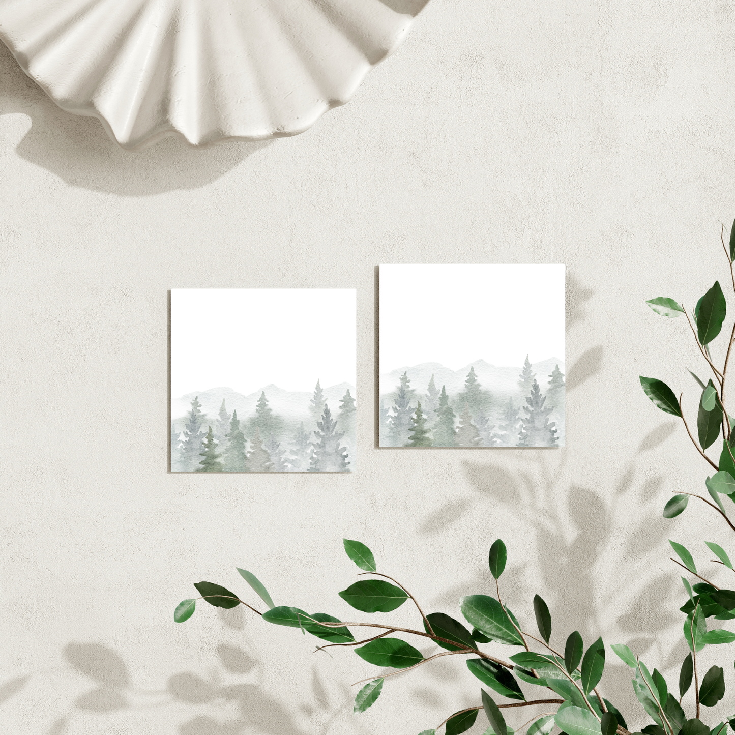 Watercolor Evergreen Silhouette: 50 Sheet Post-It Note Notepad