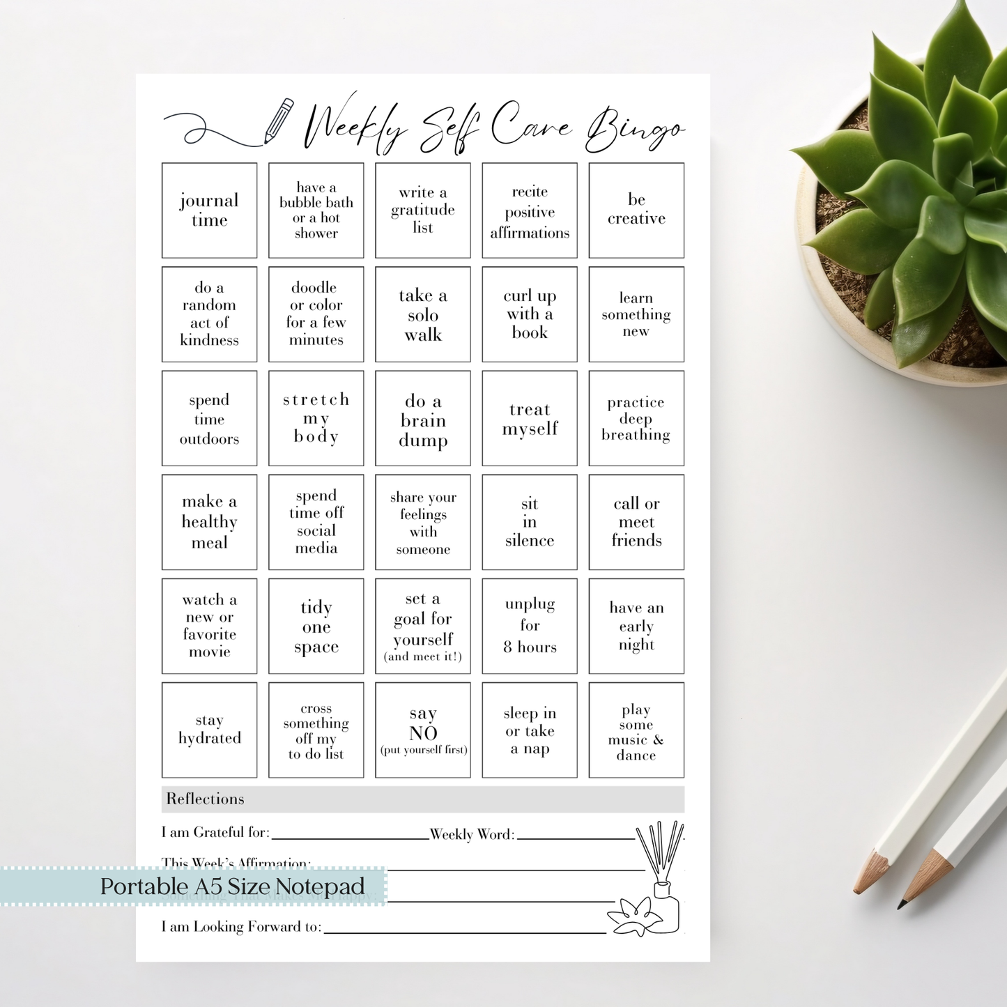 Self-Care BINGO Notepad