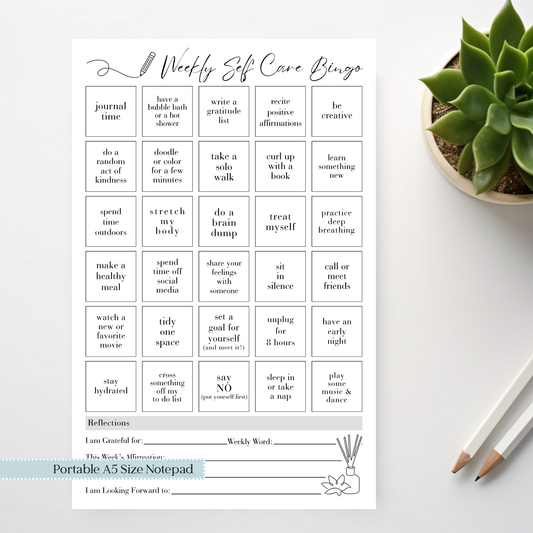 Self-Care BINGO Notepad