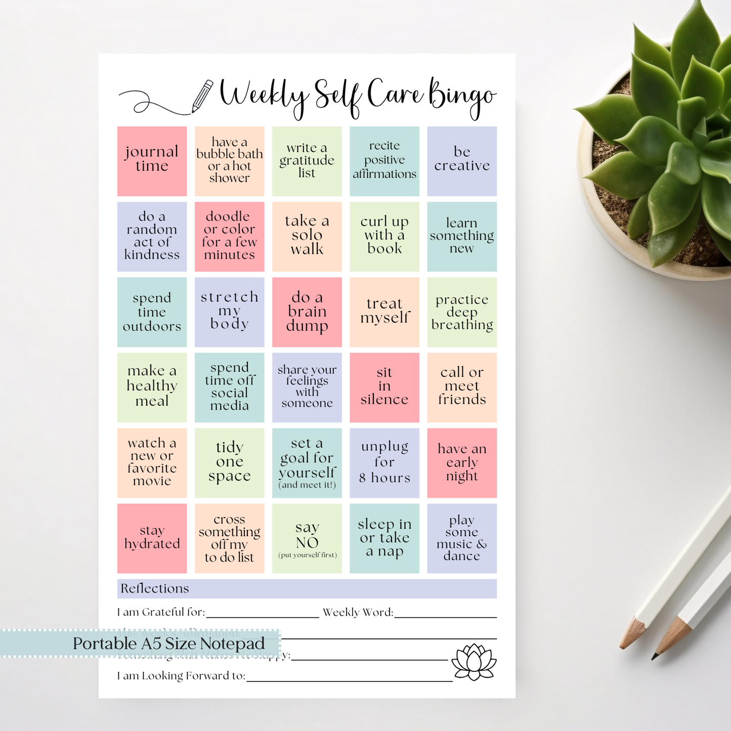 Self-Care BINGO Notepad