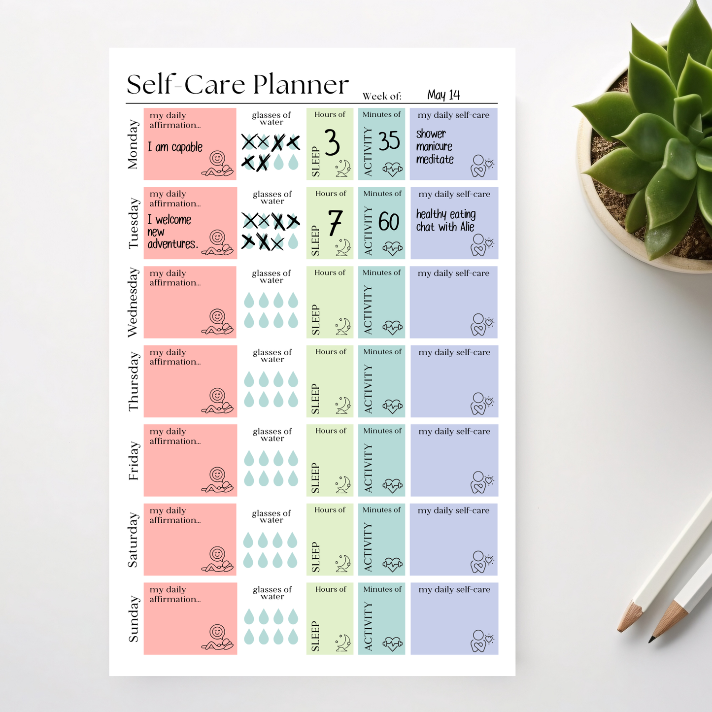 Self-Care Planner Notepad