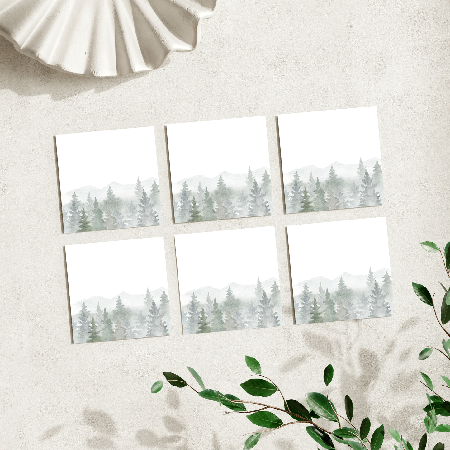Watercolor Evergreen Silhouette: 50 Sheet Post-It Note Notepad