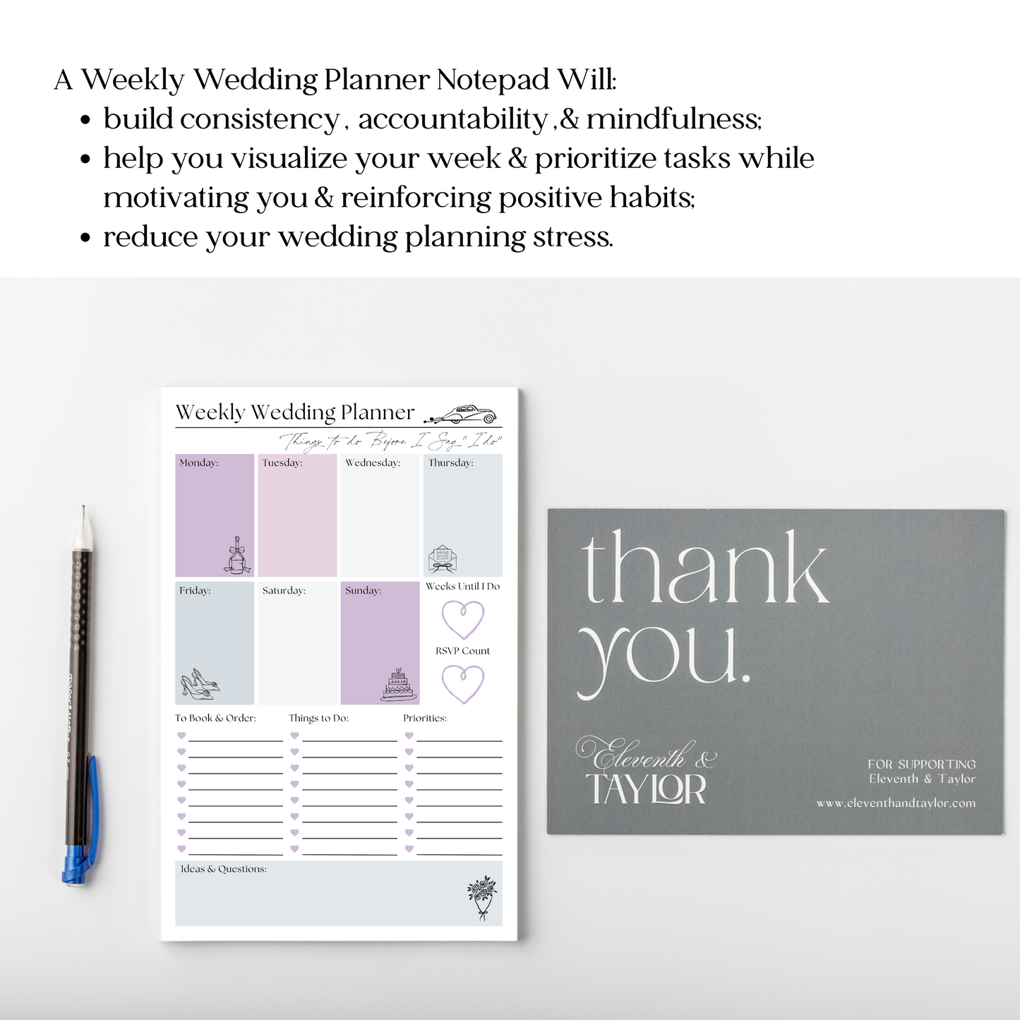 Weekly Wedding Planner Notepad