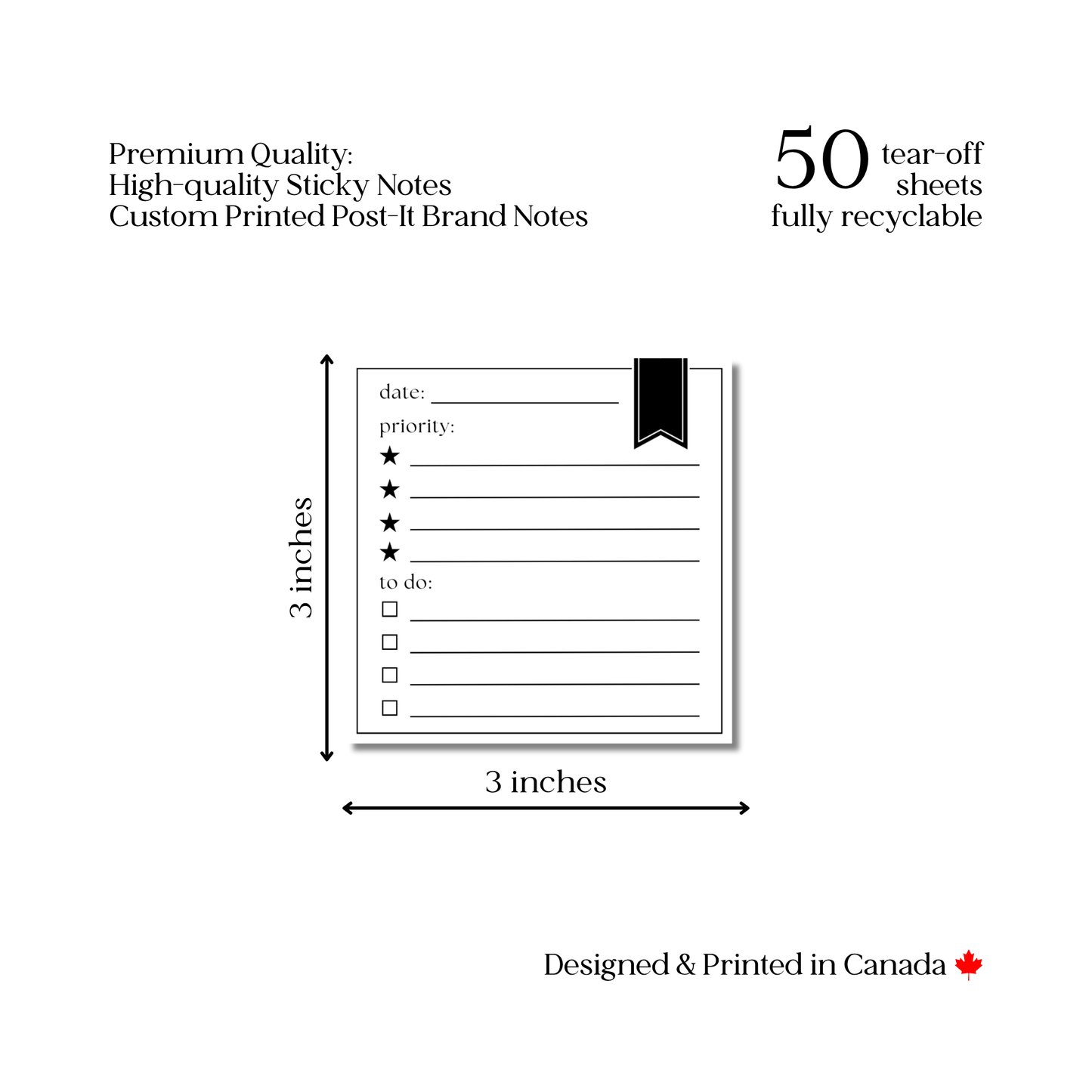 Daily Priority To Do List: 50 Sheet Post-It Note Notepad