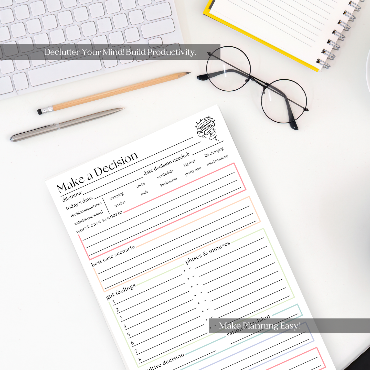 Decision Making Planner Notepad: 50 Page Tear Off Style Notepad