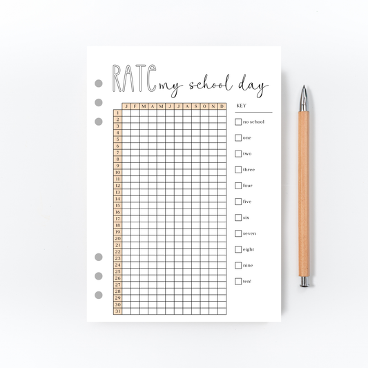 Rate My School Day Tracker for Bullet Journal